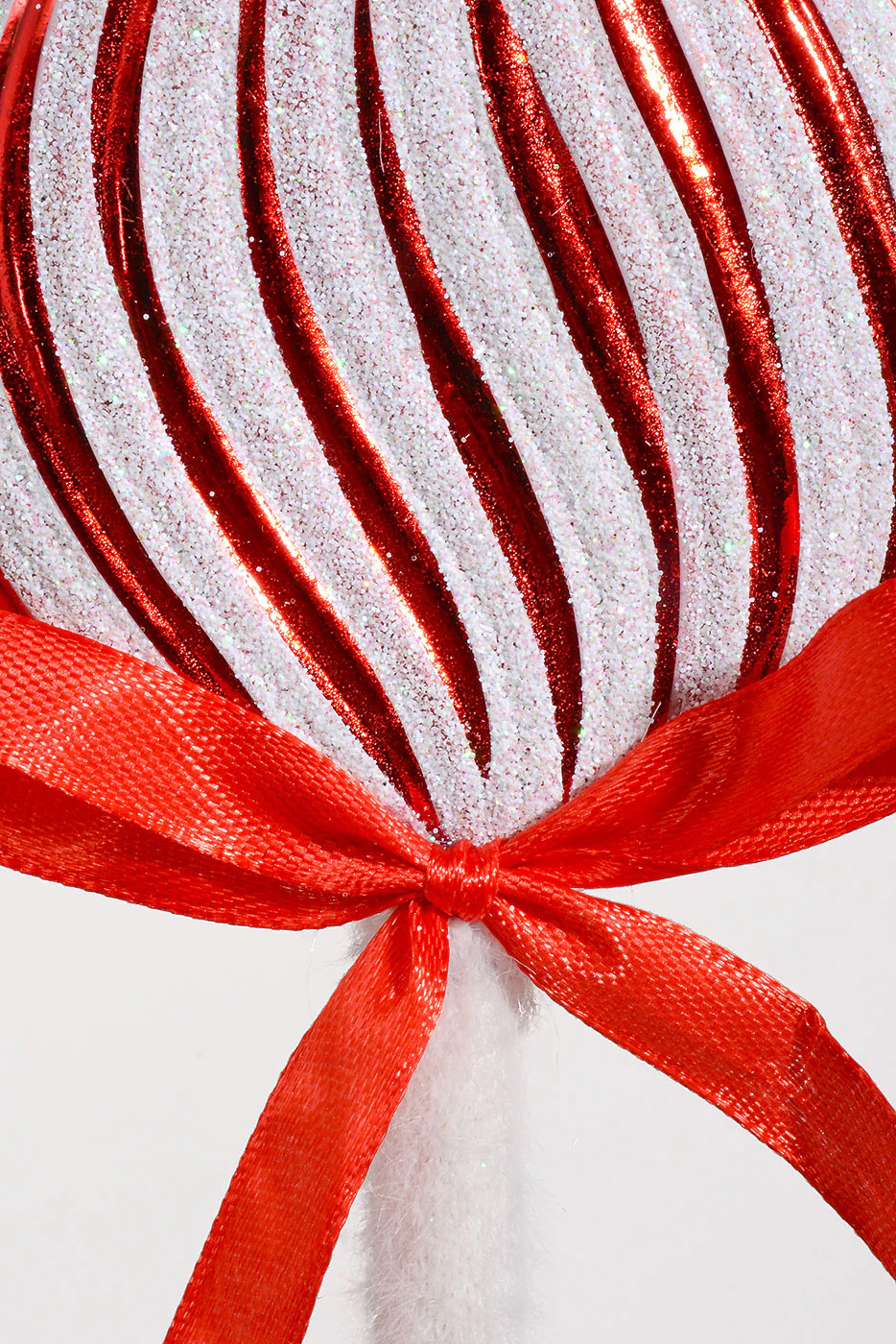 9" Lollipop Ornament With Glitter White/Red Pkg-2 - Image 2