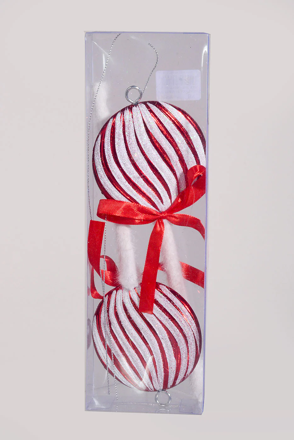 9" Lollipop Ornament With Glitter White/Red Pkg-2 - Image 3