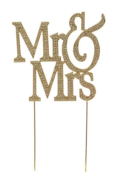 9" Rhinestone Mr&mrs Cake Topper Gold