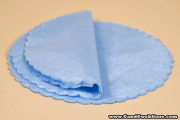 9" Round Organza Circle W/scalloped Edge Blue Pkg/50 - Image 2