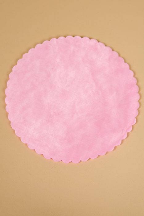 9" Round Organza Circle W/scalloped Edge Pink Pkg/50