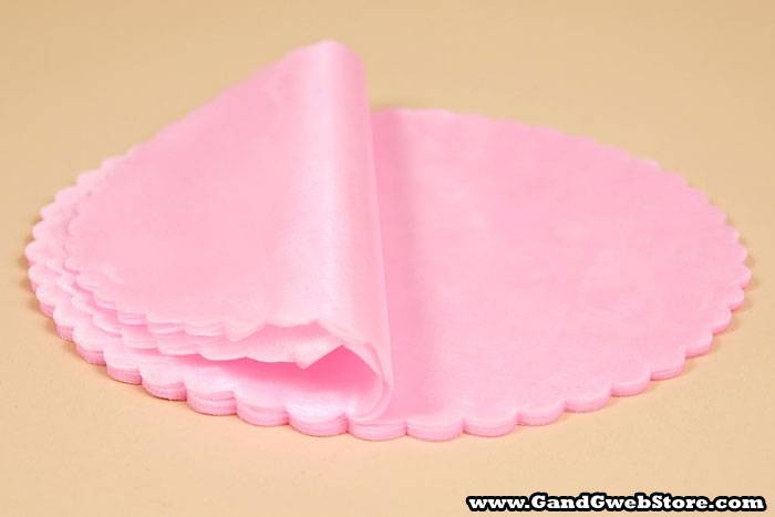 9" Round Organza Circle W/scalloped Edge Pink Pkg/50 - Image 2