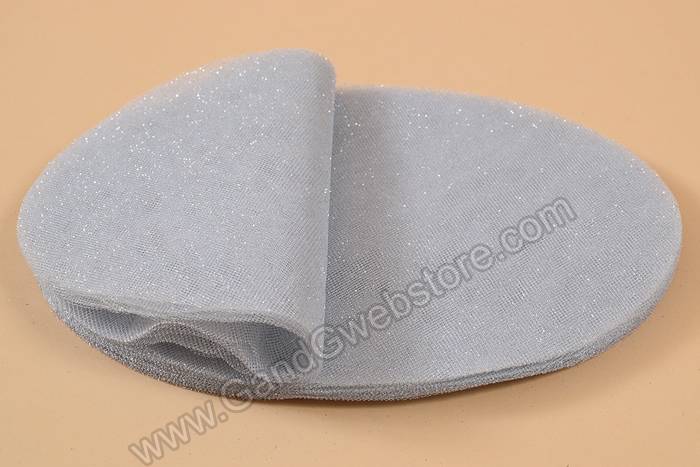 9" Round Tulle W/glitter Silver Pkg/50 - Image 2