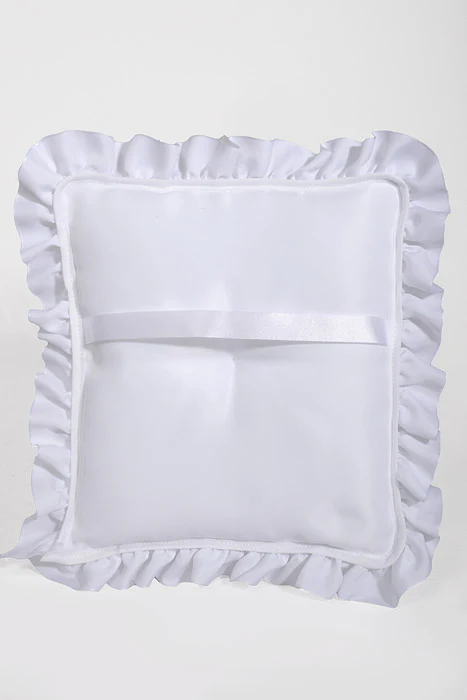 9" Satin Ruffle Rectangle Pillow White - Image 2
