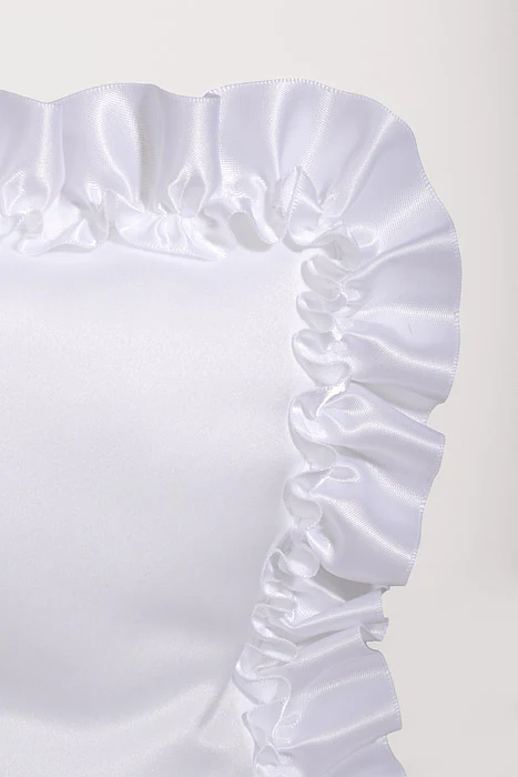 9" Satin Ruffle Rectangle Pillow White - Image 3