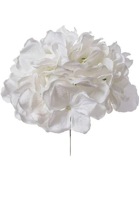 9" Silk Hydrangea Pick White