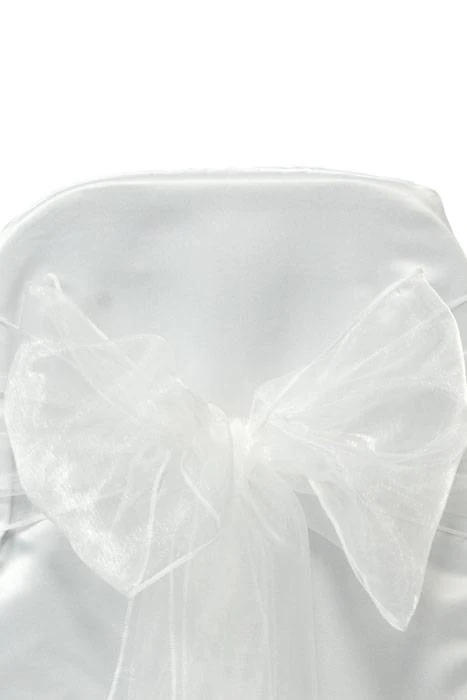 9" X 10ft Organza Chair Bow White Pkg/6