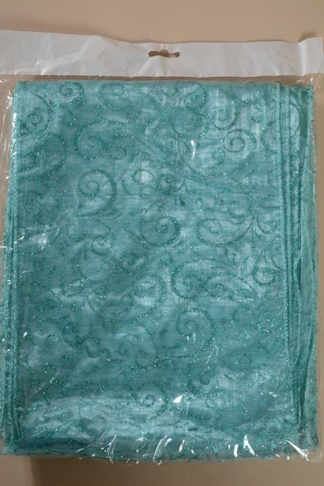 9" X 10ft Sparkle Swirl Organza Aqua Pkg/6 - Image 2