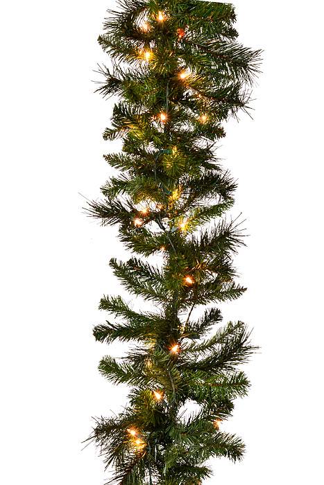 9Ft X 14" Deluxe Belgium Garland W/100 Lights