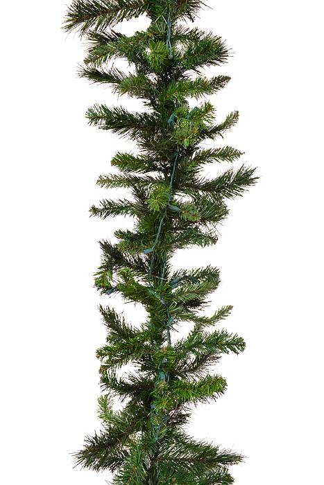 9ft X 14" Deluxe Evergreen Garland W/Lights Green - Image 3