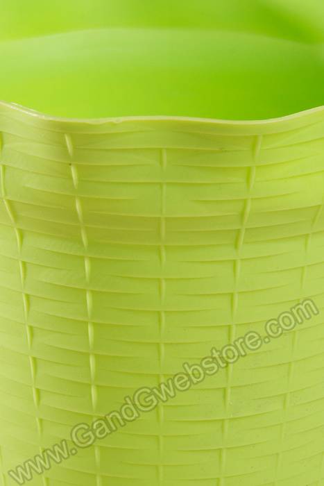 Basket Pattern Plastic Pot Apple Green - Image 2