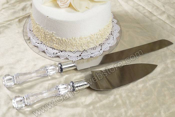 Cake Knife Set W/acrylic Handle Clear - Image 2