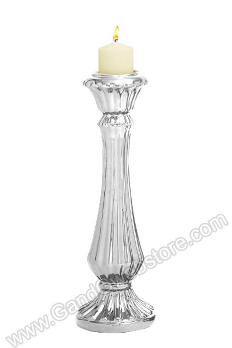 Ceramic Candle Holder Silver - Image 2