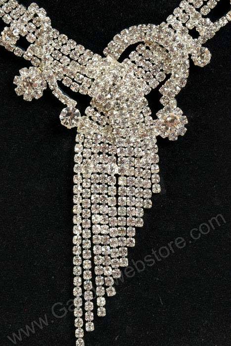 Crystal Rhinestone Necklace & Earrings Set Silver - Image 2