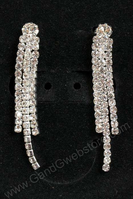 Crystal Rhinestone Necklace & Earrings Set Silver - Image 3