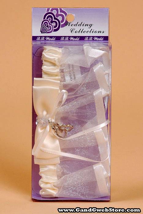 Garter W/double Heart Ivory - Image 3
