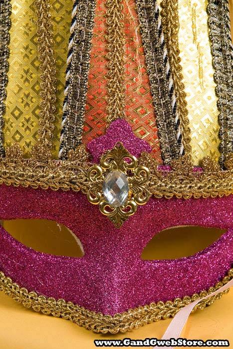 Glitter Mask W/bell & Tassel Fuchsia/red - Image 2