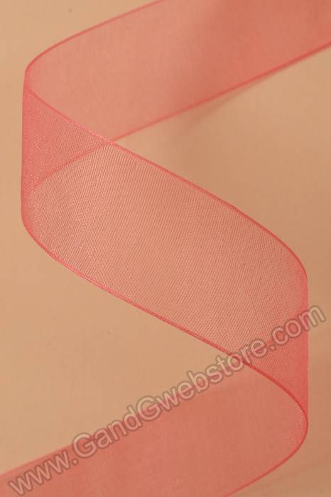Organdy Ribbon Hot Coral - Image 2