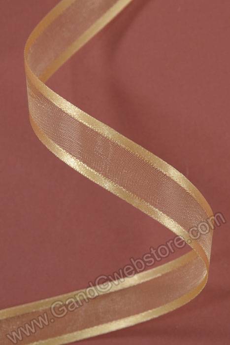 Organza W/satin Edge Ribbon Light Gold - Image 2