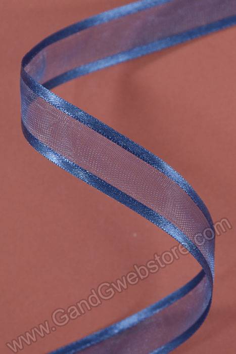 Organza W/satin Edge Ribbon Navy Blue - Image 2