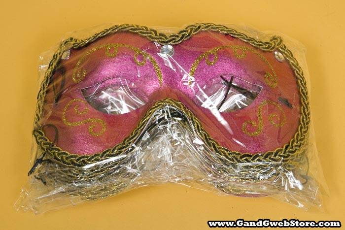 Pkg/6 7.5" X 3.5" Glitter Eye Mask W/stone Fuchsia - Image 2