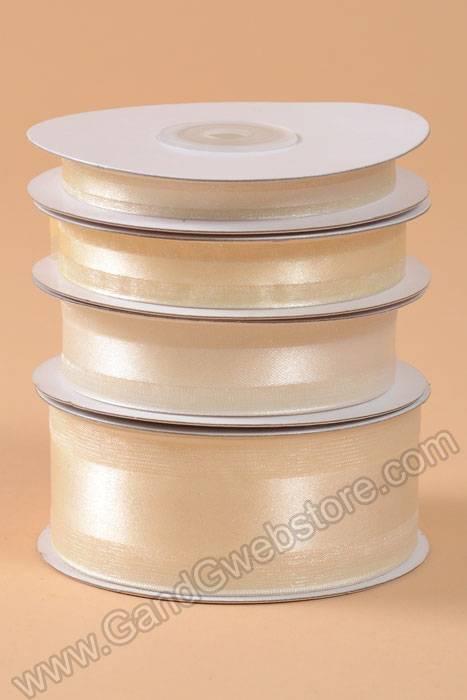Satin Ribbon W/organza Edge Ivory #02 - Image 3