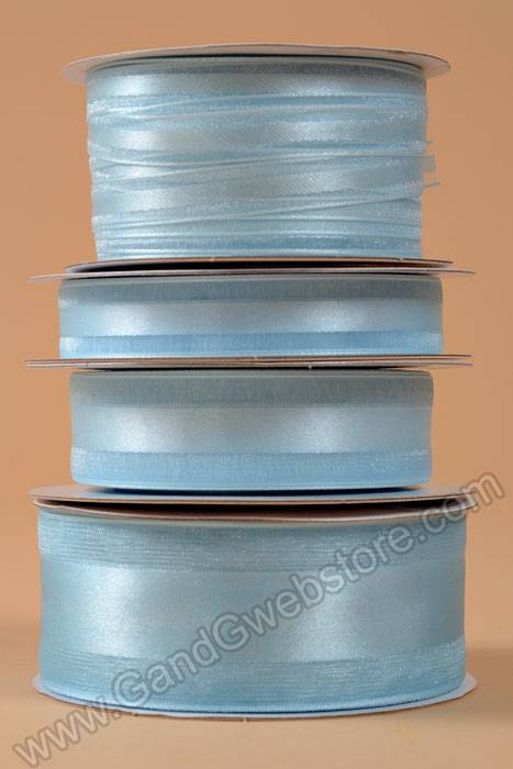 Satin Ribbon W/organza Edge Light Blue #20 - Image 3