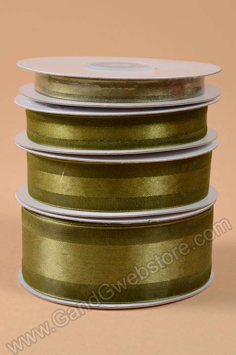 Satin Ribbon W/organza Edge Moss #17 - Image 3