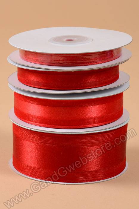 Satin Ribbon W/organza Edge Red #12 - Image 3