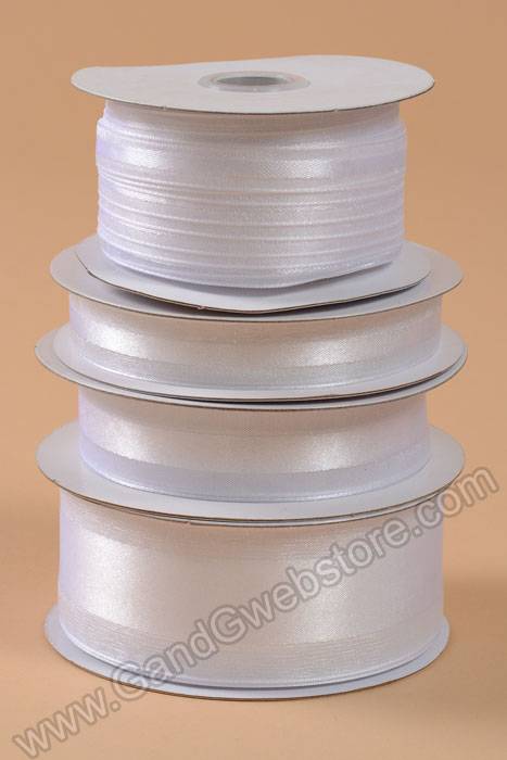 Satin Ribbon W/organza Edge White #01 - Image 3