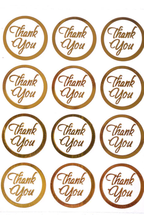 Sticker Seal "Thank You" Gold Pkg/100 - Image 2