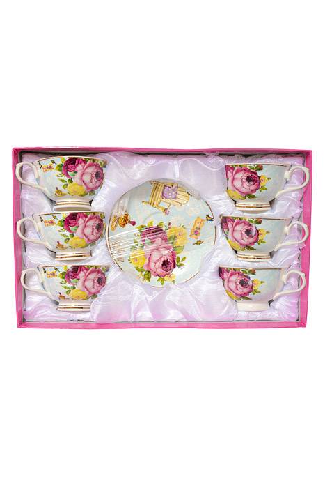 Tea Cup w/ Saucer Chair/Flowers Set/6 - Image 3