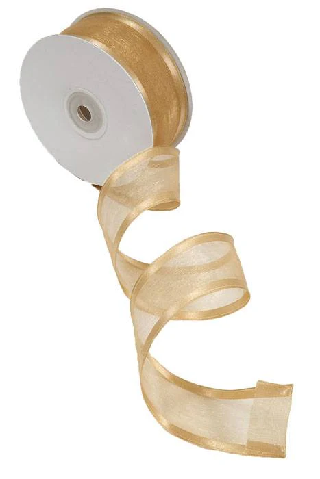 Wired Sheer Ribbon W/satin Edge Dijon #87