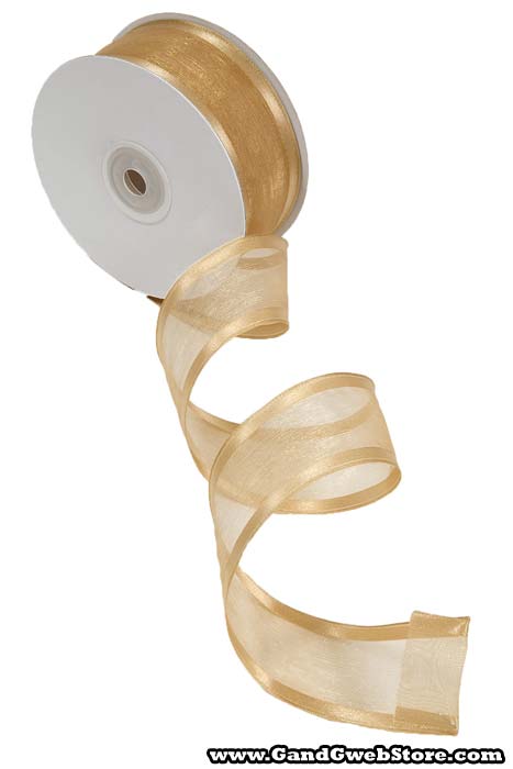 Wired Sheer Ribbon W/satin Edge Dijon #87 - Image 3