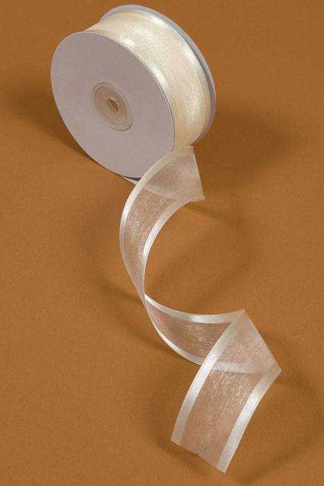 Wired Sheer Ribbon W/satin Edge Ivory #02