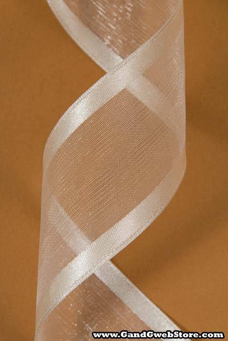 Wired Sheer Ribbon W/satin Edge Ivory #02 - Image 2