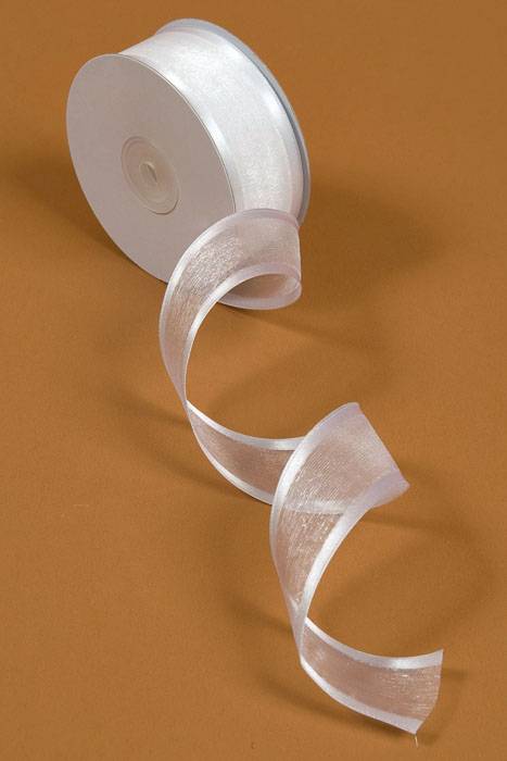 Wired Sheer Ribbon W/satin Edge White #01